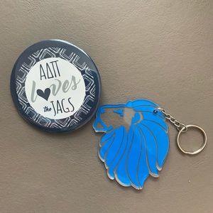 Alpha Delta Pi || Button and Alphie Lion Keychain